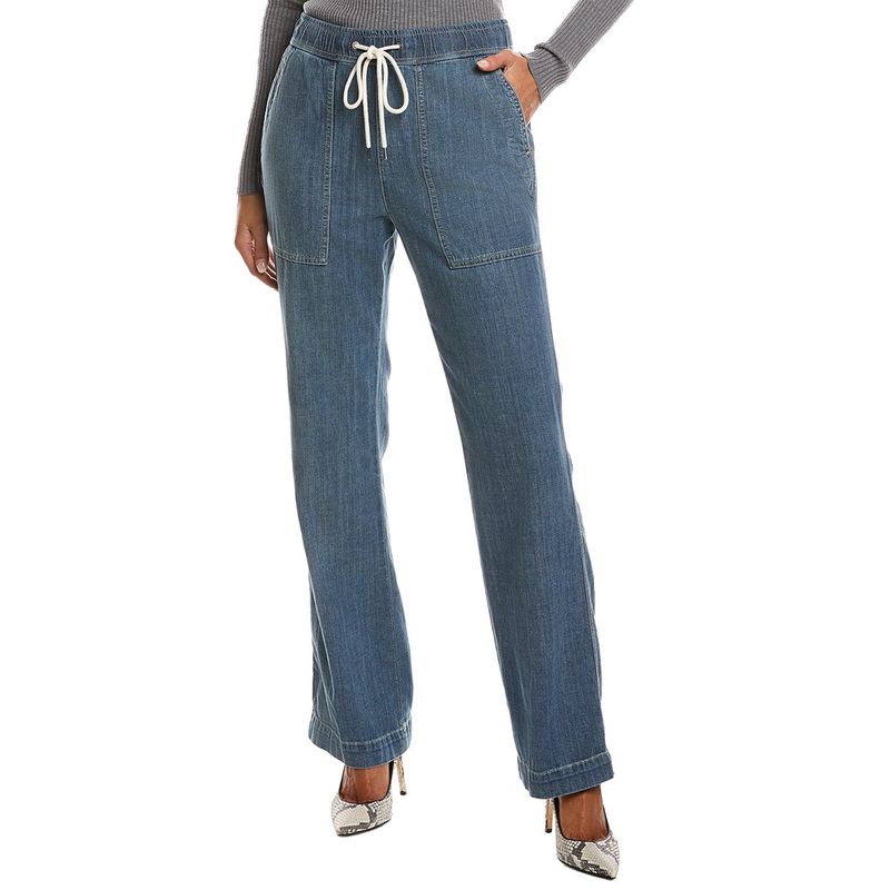 James Perse Womens Wide Leg Denim Pant, Blue